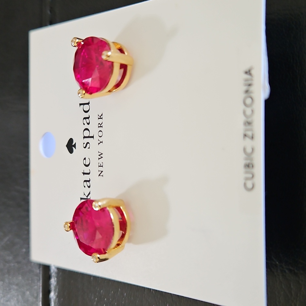 Kate Spade Fuchsia Cubic Zirconia Stud Earrings - Picture 2 of 4
